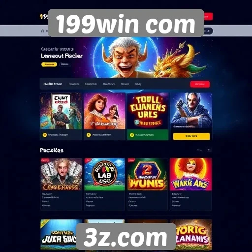 Interface do usuário na plataforma 199win